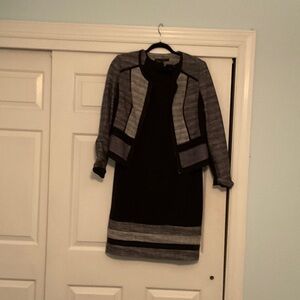 White House Black Market Black and Gray Dress